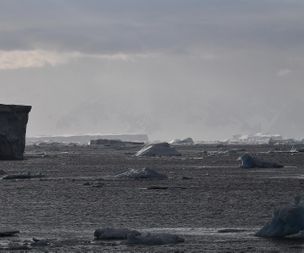Antarctic iceberg landscape south of the Polar Circle. February 2022. 